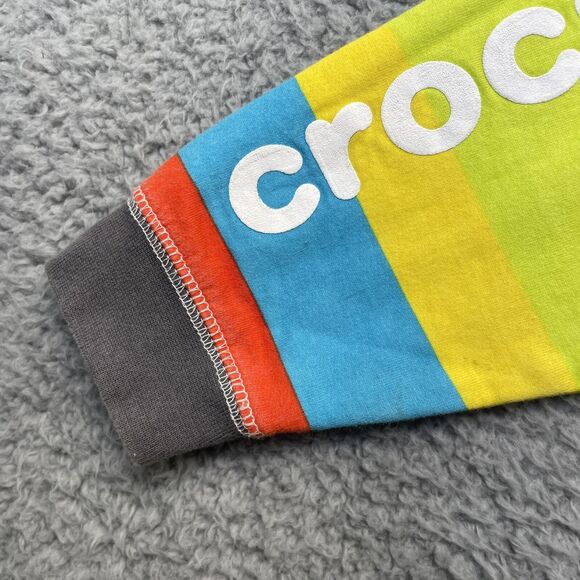 Crocs Full Zip Sweater Boys 10 Yellow Striped Blue Green Hoodie Sweatshirt - Picture 11 of 16